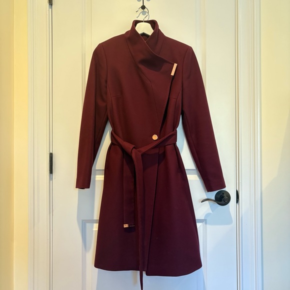 Ted Baker Long Wrap Wool Coat - Picture 2 of 6